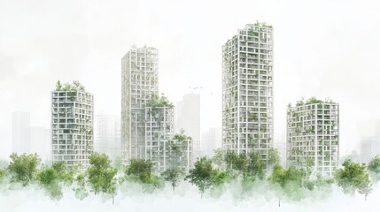 Modern Urban Architecture with Green Elements and Eco-Friendly Design