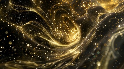 A mesmerizing swirl of golden particles creating a dreamy, ethereal atmosphere.