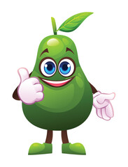 Friendly avocado character giving a thumbs up with a bright smile. Vector cartoon illustration