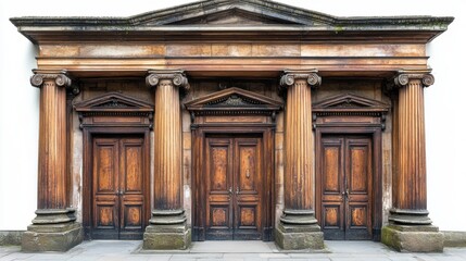 Elegant Classical Architecture with Ornate Wooden Doorway Design