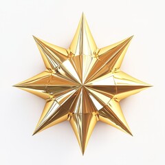 Obraz premium Shiny golden eight-pointed star on white background.