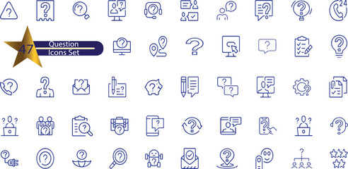 Simple Set of Question Related Vector Line Icons.