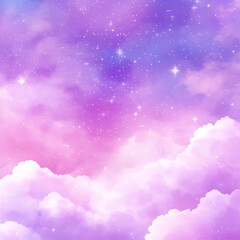 Dreamy pastel sky with clouds and stars