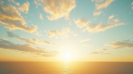 Fototapeta premium Serene Seascape at Sunrise with Soft Clouds and Gentle Waves