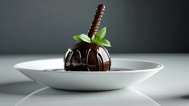 Elegant cho te dessert with mint garnish on glossy white plate, perfect for sweet cravings and showcasing beautiful presentation.