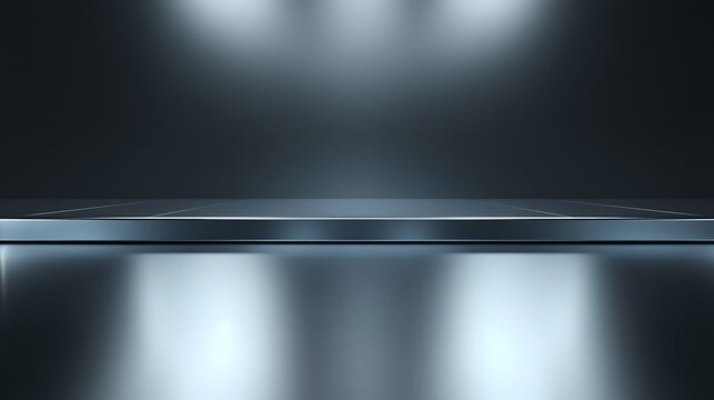 Sleek Metal Platform Under Spotlight Illumination