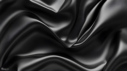 Fototapeta premium Draped Black Fabric Shows Smooth Elegant Waves