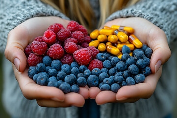 Close-up of hands holding vibrant fresh fruits