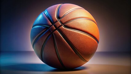 Obraz premium Smooth, dimpled surface of a basketball with subtle color gradations and texture variations, leather, panelled, athletic equipment, fabric