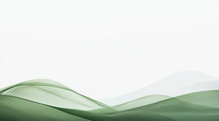 Abstract green waves on white background.