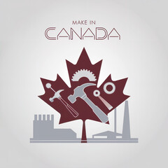 Obraz premium canadian maple leaf, make in Canada logo, minimalist logo, make in Canada 