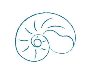 Chalk seashell silhouette. Crayon outline of a marine creature. Aquatic world, doodle style, perfect for summer themes. Use in educational materials or as an ocean icon.