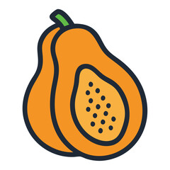 Ripe papaya tropical fruit food illustration