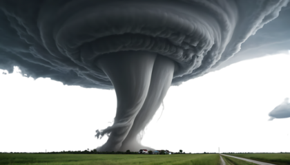 Powerful tornado funnel cloud in motion PNG