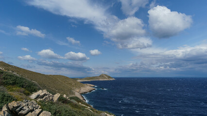 Idyllic peninsula at the Cape Tainaron with beautiful greek landscape, Mani, Peloponnese, Greece