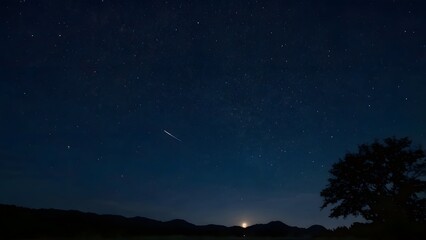 Naklejka premium Beautiful sky with clouds and stars at different times of the day