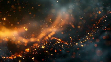 Obraz premium A mesmerizing abstract background of glowing particles and waves in warm colors.