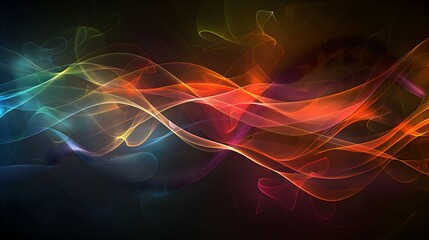 Fototapeta premium A vibrant abstract design featuring flowing waves of color on a dark background.