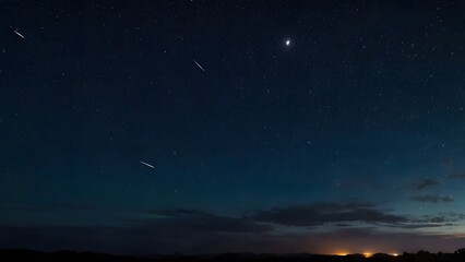 Beautiful sky with clouds and stars at different times of the day
