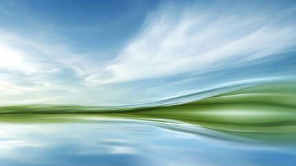 Obraz premium Abstract Landscape of Green Field and Blue Sky