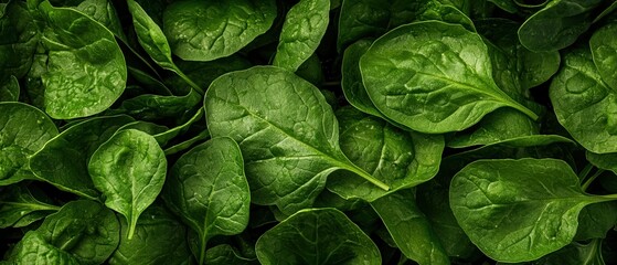 Vertical Farming Concepts. Fresh green spinach leaves arranged closely together.