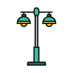 Fototapeta premium Modern double lantern street lamp post illustration