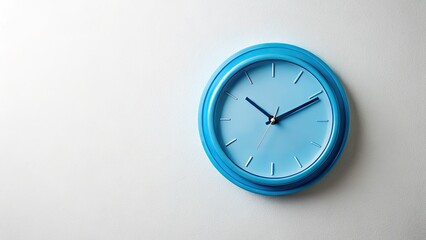 Panoramic View of a Wall Clock Turning Forward in a Blue Frame with White Background - Ideal for Time Management and Productivity Themes