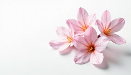 Obraz premium Delicate freesia flowers on a pure white background, showcasing their intricate details, , delicate, blossoms