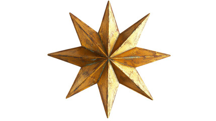 Fototapeta premium Nine-pointed golden star shining on transparent background