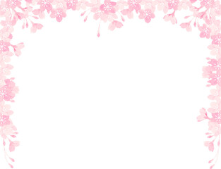 水彩で描いた満開の桜のフレーム