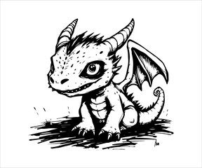 Vector illustration of a cute dragon. Isolated on white background.