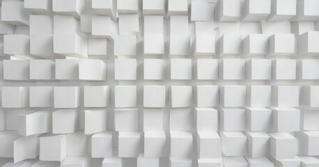 Pattern of white squares in motion on a white backdrop, motion effect, smooth transitions