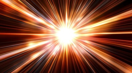 Abstract Radiating Light Burst of Orange and White