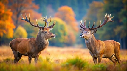 Majestic deer encounter in autumn forest wildlife nature landscape