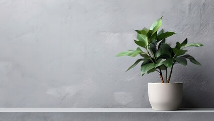 copy space A small potted plant sits against a white background