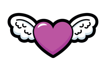 Heart with Wings in Pop Art Style