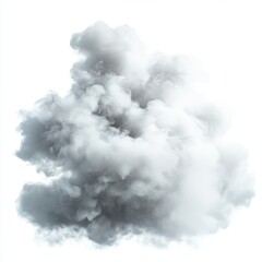 Dense, gray cumulus cloud isolated on white background.