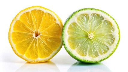 Vibrant Silhouette of Lemon and Lime Slices Isolated on White Background for Freshness and Citrus Aesthetics
