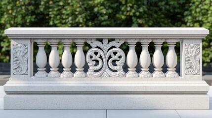 White Stone Balustrade with Ornate Carving Detail