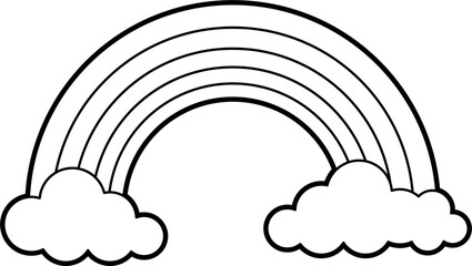Rainbow with clouds coloring outline vector illustration