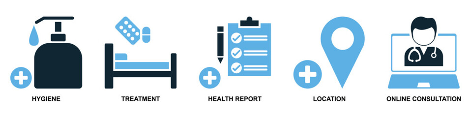 vector set of healthcare icons, medical or medicine medication, emphasizing healthcare and wellness pictogram symbol ui and ux design, glyphs