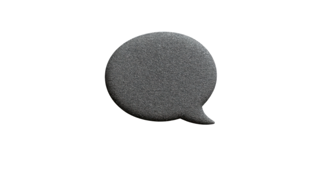 Dark gray speech bubble communicating on transparent background