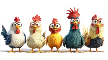 Fototapeta premium Funny Chicken Cartoon Characters