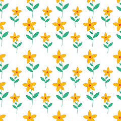 Simple Flowers Seamless Pattern Cartoon Illustration
