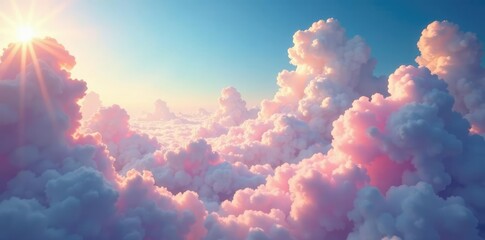 Delicate clouds amidst a kaleidoscope of colors, divine, delicate