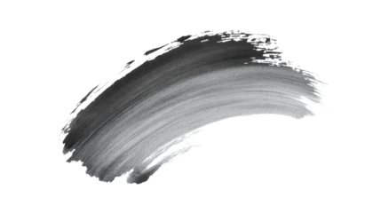 Metallic silver paint brush stroke on transparent background