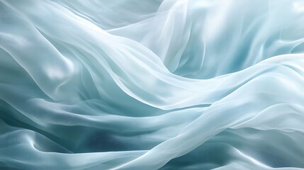 Obraz premium Elegant Draped Light Blue Sheer Fabric Texture