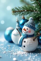 Frosty snowman ornaments with blue glass baubles, Sparkly, Ornament, Festive