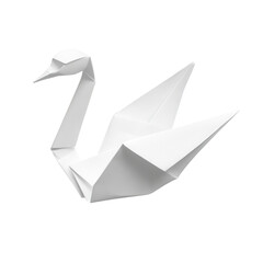 Elegant Origami Swan, a pristine white swan crafted from paper, embodying tranquility and simplicity, ideal for peaceful themes and designs