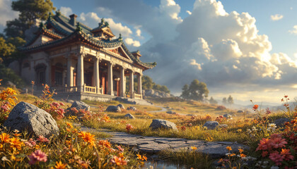 Obraz premium chinese temple in the morning